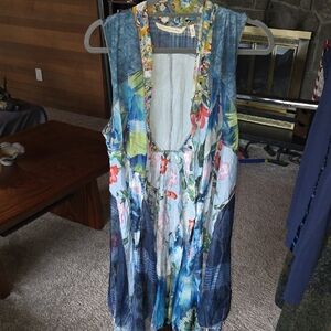 Soft Surroundings Blue Floral Midi Dress